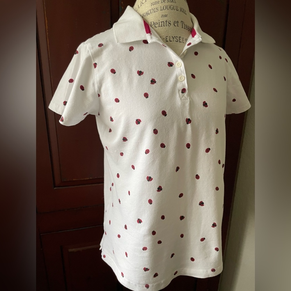 Like New Laura Scott Ladybug Polo Shirt Large bugs insects